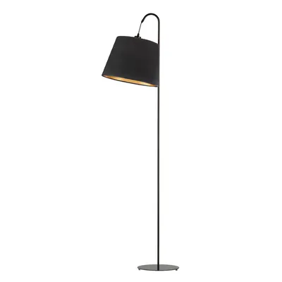 Czarna lampa podłogowa TALLIN VELUR z abażurem ze złotym wnętrzem
