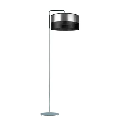 Chromowana lampa podłogowa BOLIVIA GLAM z designerskim abażurem