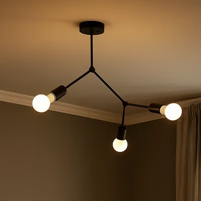 Czarna 3 punktowa lampa sufitowa MOLOKO na geometrycznej konstrukcji