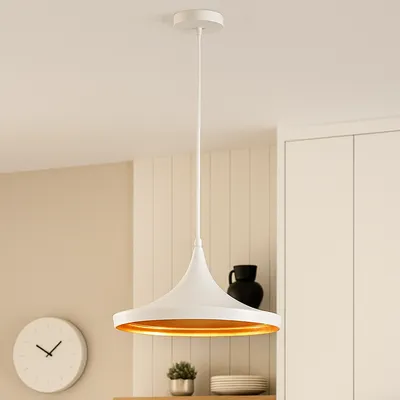 Metalowa lampa wisząca regulowana biała FIGARO ze złotymi elementami