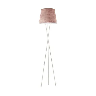 Lampa stojąca na trójnogu do salonu TOKIO VELUR z tkaninowym abażurem