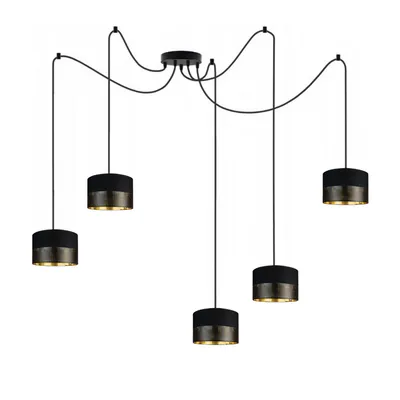 5-punktowa lampa wisząca pająk WAIKIKI W5 GLAM czarno-złote klosze