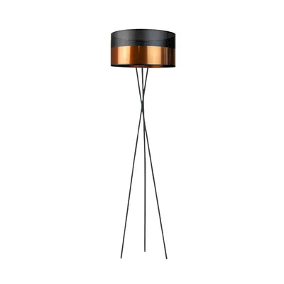 Trójnożna lampa podłogowa w stylu glamour PARYŻ GLAM czarno-miedziana