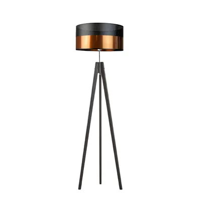 Lampa stojąca do salonu na 3 nogach HAITI GLAM na drewnianej podstawie