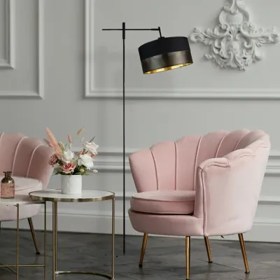 Regulowana lampa stojąca MELTON GLAM na czarnym stelażu