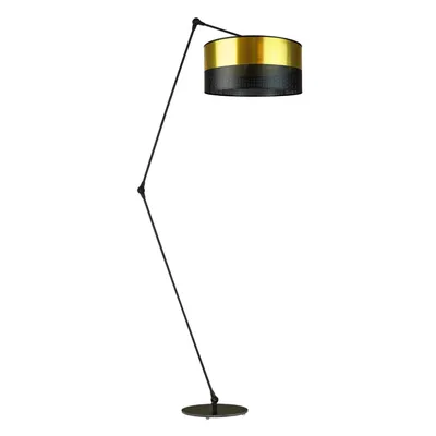 Czarna lampa podłogowa na regulowanym ramieniu BARI GLAM