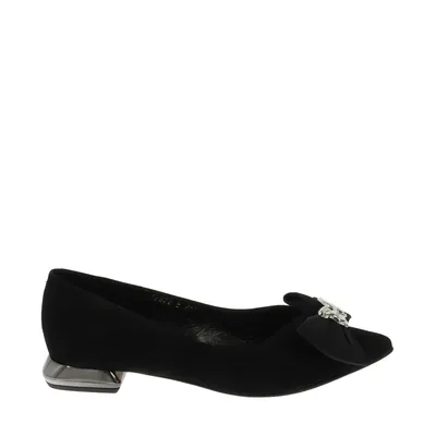 Czarne zamszowe eleganckie balerinki z kokardką Laura Messi 2893/300