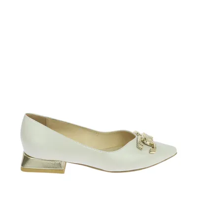 Beżowe eleganckie balerinki z ozdobą Laura Messi 2663/146-791