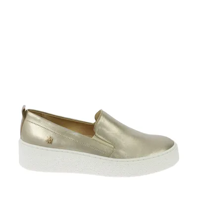 Skórzane trampki slip-on w złotym kolorze Laura Messi 2814/708