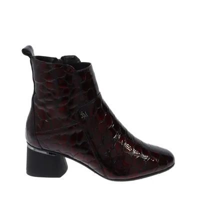 Bordowe eleganckie botki z lakierowanej skóry Laura Messi 2035/963