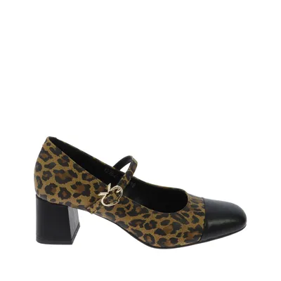 Eleganckie panterkowe skórzane czółenka Laura Messi 2846/100-936