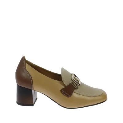 Eleganckie beżowe skórzane czółenka Laura Messi 2861/251-264-178