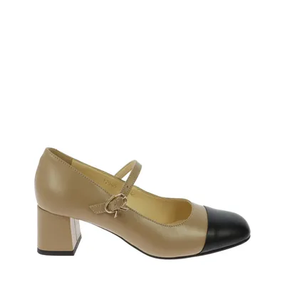 Eleganckie beżowe skórzane czółenka Laura Messi 2846/100-205