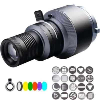 Strumienica Optyczna Snoot z Filtrami Nakładkami Bowens do Lamp Fotograficznych Video