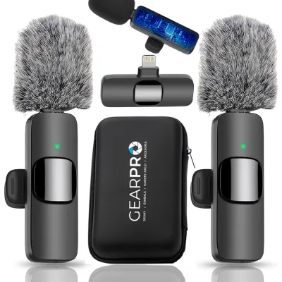 2x Mikrofon Bezprzewodowy Krawatowy do Telefonu Lightning iPhone 14 13 12 11 + Mini Walizka Gratis