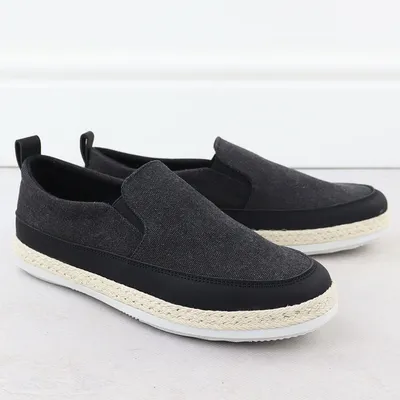 Półbuty męskie espadryle wsuwane czarne Nowacki 0017-T