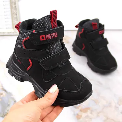 Buty sportowe wysokie dziecięce na rzepy czarne Big Star II374097