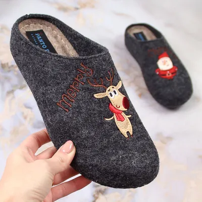 Kapcie damskie domowe filcowe świąteczne Panto Fino KK267038