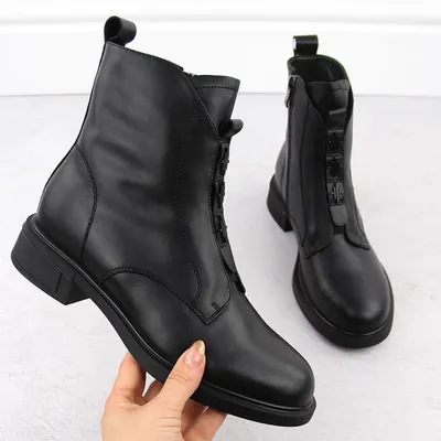 Skórzane botki damskie czarne D&A S.Barski Premium Collection CR42-080