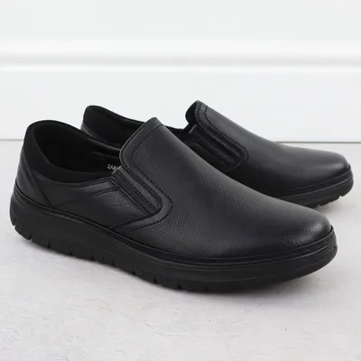 Półbuty męskie eleganckie wsuwane czarne Unisoft 7155