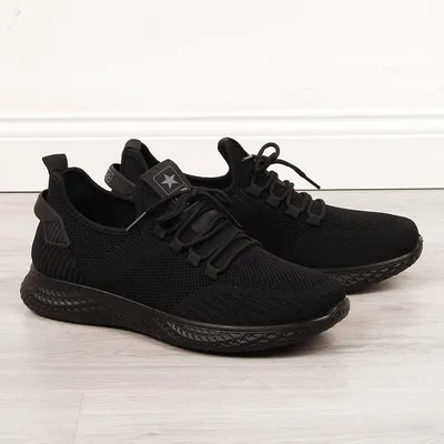 Buty sportowe męskie z siatką czarne News 3634