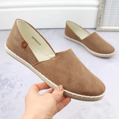 Espadryle damskie zamszowe z wycięciami taupe News 24TX02-2416