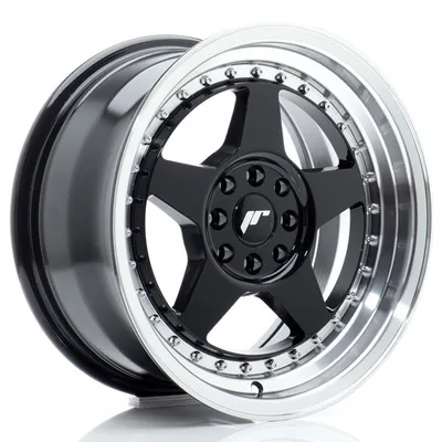 Felgi JAPAN RACING jr6 16x8 et25 4x100/108 gloss black w/machined lip