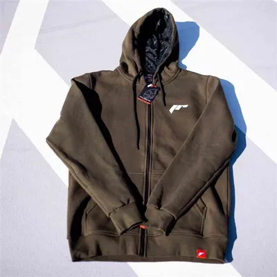 Jr unisex zip hoodie logo dark olive size xl