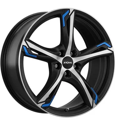 Felgi RONAL r62 blue 5x112 8.5x20 et50 jetblack matt front diamond cut