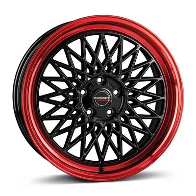 Felgi BORBET b 4x100 7x17 et30 black rim red