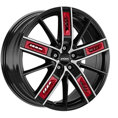 Felgi RONAL r67 red 5x112 8x19 et35 jetblack front diamond cut