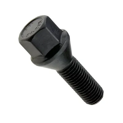 Czarna śruba do felg m12x1.50 28 mm – klucz 17. stożek