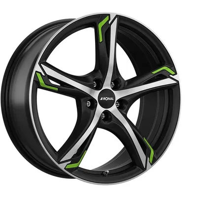 Felgi RONAL r62 green 5x120 7.5x18 et35 jetblack matt front diamond cut