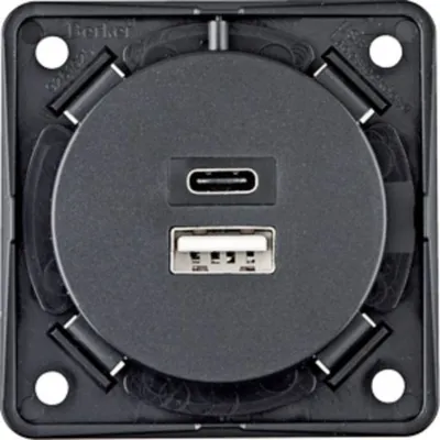 Gniazdo Elektryczne Berker 12V USB A+C Antracyt