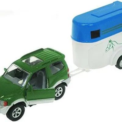 Zabawka "auto Z Przyczepą Z Końmi 35 cm Zielone