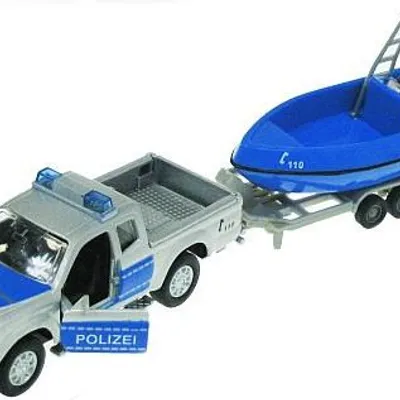 Zabawka "auto Policja Z Łodzią Z Dzwiękiem 12 cm