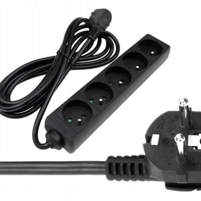 Przedłużacz 5 gniazd 3m z/u 3x1.5mm2 Czarny