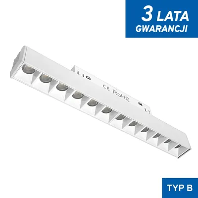 Lampa z Diodami do Szyn Magnetycznych Biała 12W 4000K DDCX-GS12-220 - TYP B