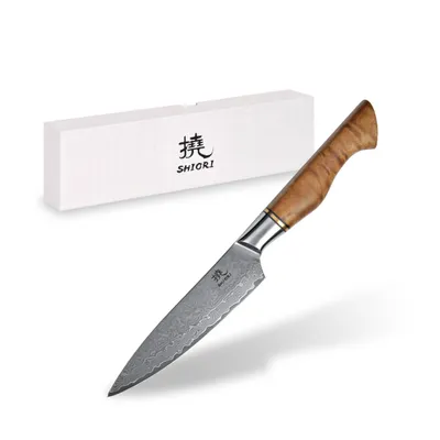 Nóż do krojenia małych i ��rednich produktów Shiori 撓 Murō by Jakub Suchta wielowarstwowa stal damasceńska