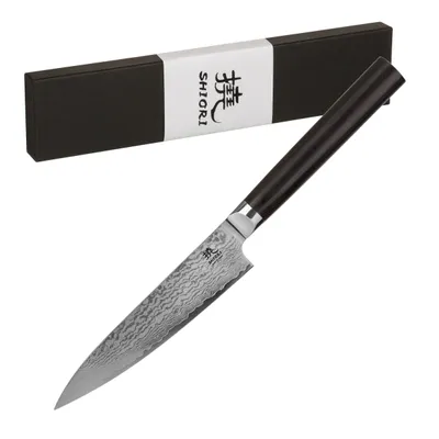 Nóż do krojenia małych i średnich produktów Shiori 撓 Kyoto Murō wielowarstwowa stal damasceńska
