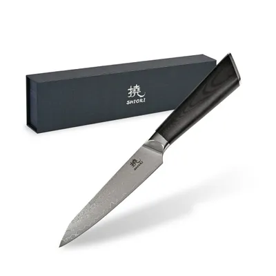 Nóż do krojenia małych i średnich produktów Shiori 撓 Hiashi Murō wielowarstwowa stal damasceńska