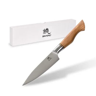 Nóż do krojenia małych i średnich produktów Shiori 撓 Shibuki Murō ze stali sandvik 14C28N