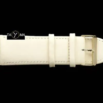 Pasek skórzany do zegarka - beżowy/złoty - 24mm