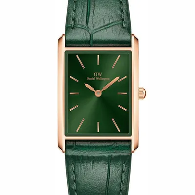 ZEGAREK DAMSKI DANIEL WELLINGTON Bound Crocodile Emerald Rose Gold 22mm DW00100694 + BOX