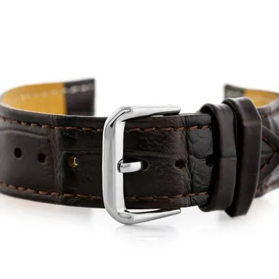 Pasek skórzany do zegarka W102L ciemny brąz - 24mm