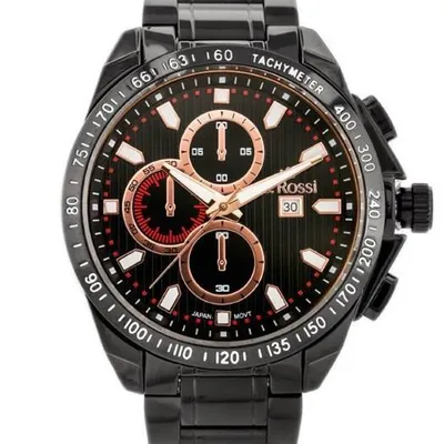 ZEGAREK MĘSKI G. ROSSI - BLUES (zg094g) black/rose + BOX
