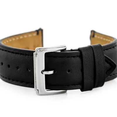 Pasek skórzany do zegarka W89 czarny - 22mm