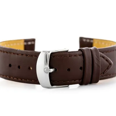 Pasek skórzany do zegarka W44L ciemny brąz - 24mm