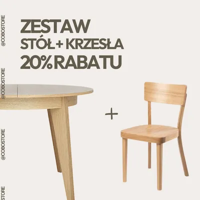 ZESTAW Stół Senales okrągły + 4 krzesła SOLID dąb naturalny FAMEG