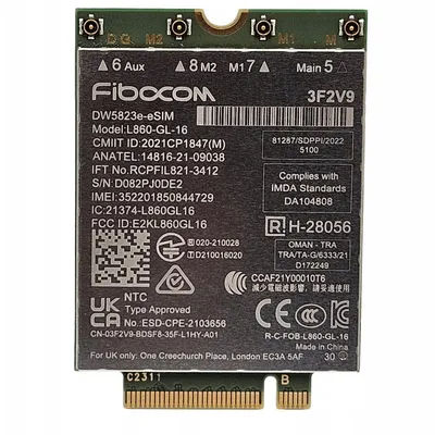 Modem 5G WWAN Fibocom MFFMK M350-GL DW5931e M.2 Latitude Precision DELL